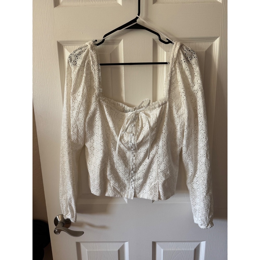 Joie‎ Eyelet Embroidered Square Neck Crop Top Size Medium